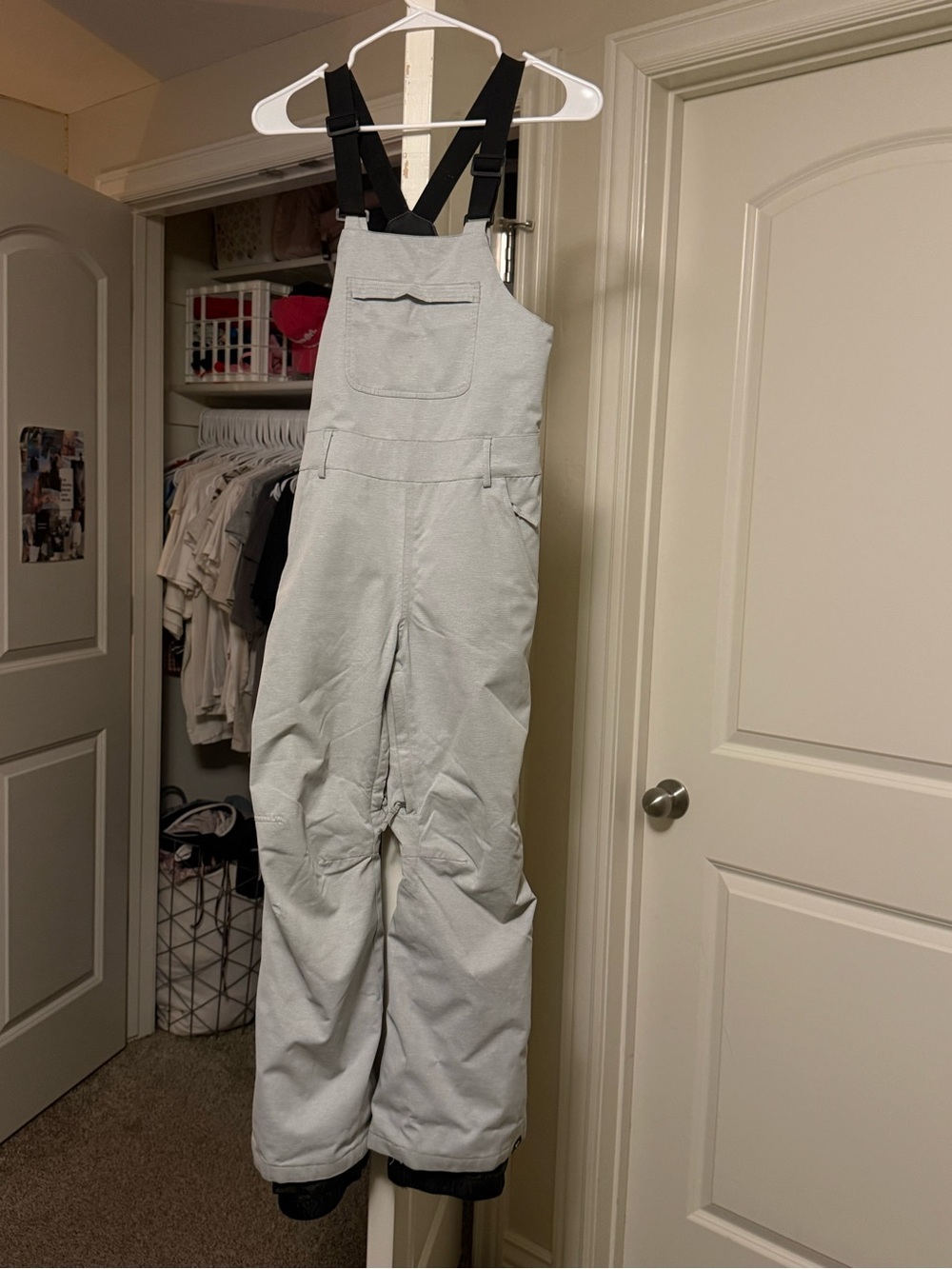 Roxy Light Gray Snow Bib Overalls- Big kids size 12